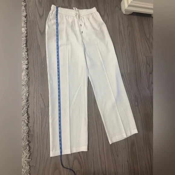 NWT Zara White Linen Wide-Leg Pants - Picture 5 of 14